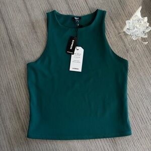 Express Deep Teal/Emerald Body Contour Crop Tank